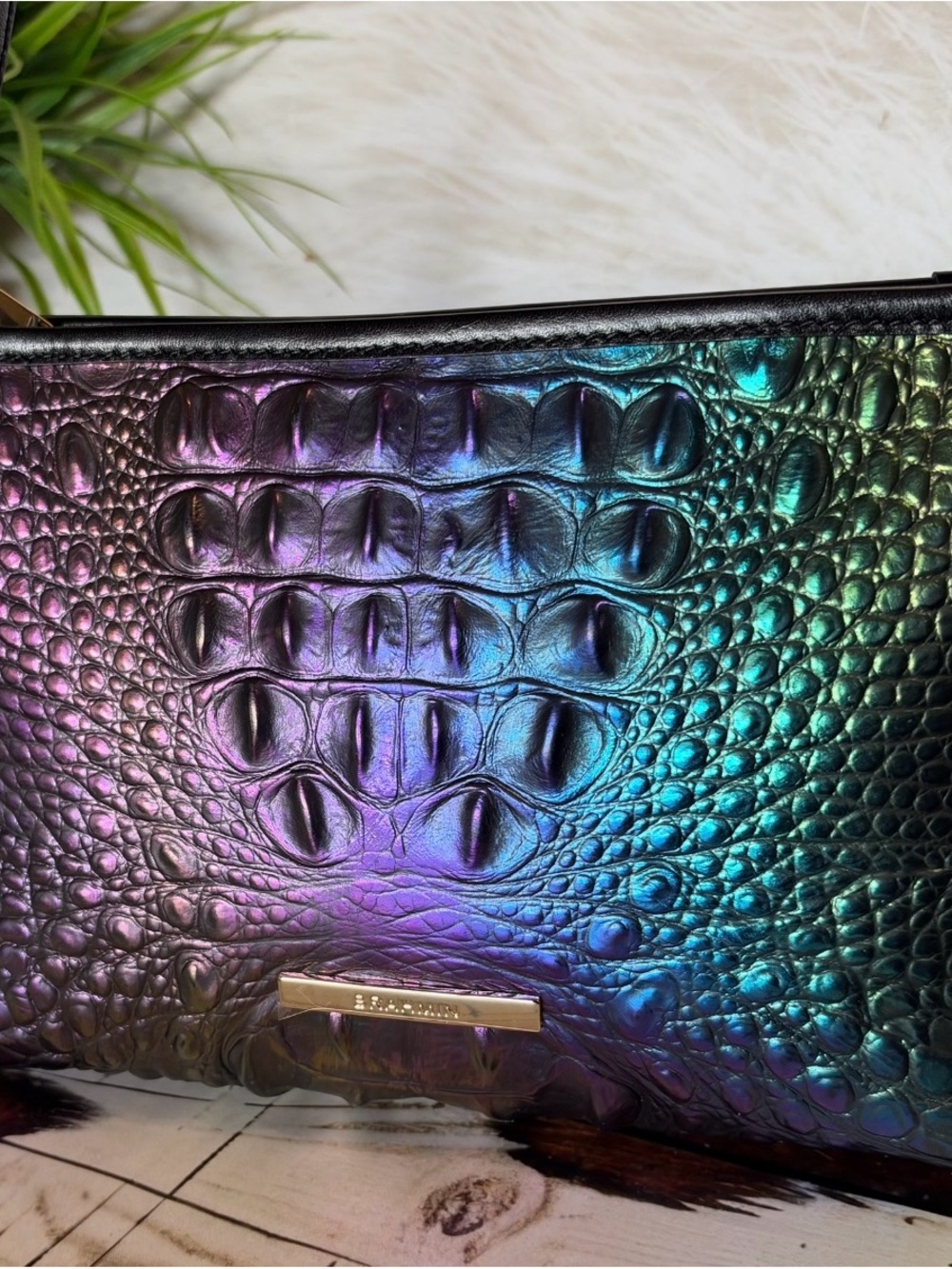 FIRM >>> BRAHMIN LORELEI MULTI LABYRINTH Metallic Ombre leather shoulder Bag NWT
